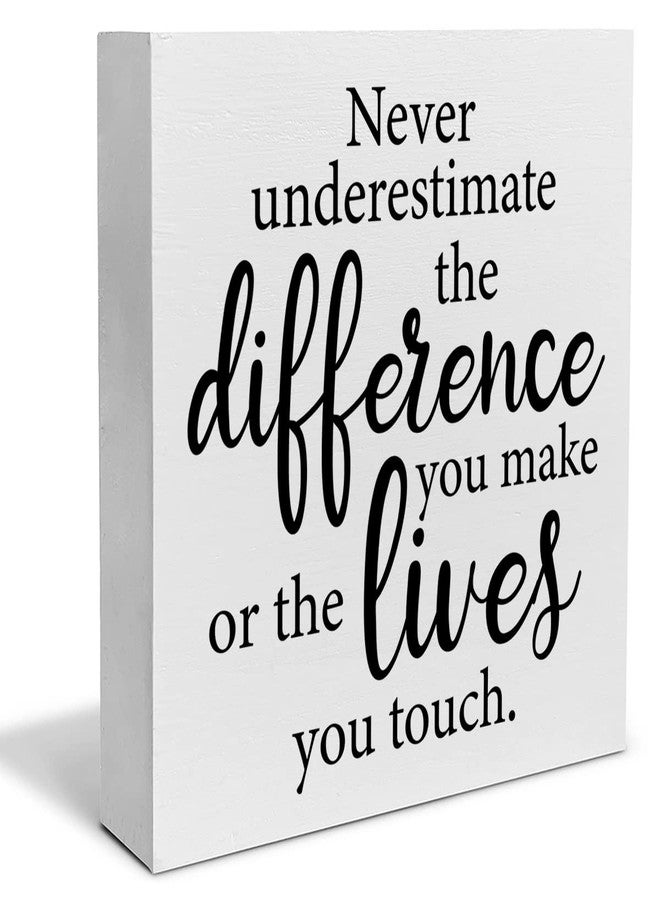 PIXCEOS Retirement Thank You Gift Decorative Wooden Box Sign Never Underestimate the Difference You Make Wood Block Plaque Desk Decor Office Shelf or Wall Display - Image 1